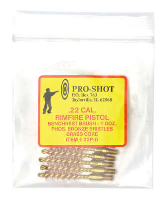 Cleaning Equipment Pro Shot Products Bronze PRO-SHOT PISTOL BRUSH .22CAL BRONZE